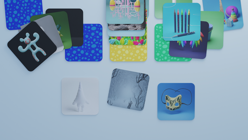 Close-up of emotion cards showing abstract creatures used to build emotional vocabulary